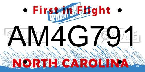 AM4G791 North Carolina License Plate