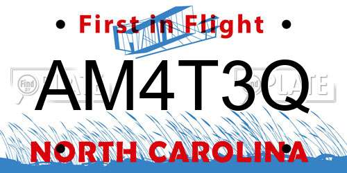AM4T3Q North Carolina License Plate
