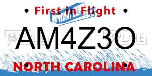AM4Z3O North Carolina License Plate