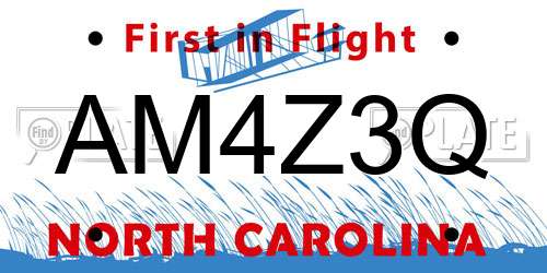 AM4Z3Q North Carolina License Plate