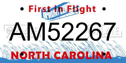 AM52267 North Carolina License Plate