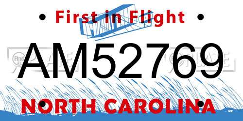 AM52769 North Carolina License Plate
