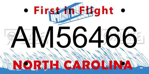 AM56466 North Carolina License Plate