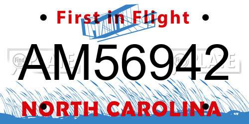 AM56942 North Carolina License Plate