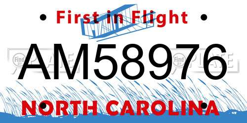 AM58976 North Carolina License Plate