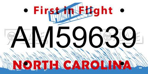 AM59639 North Carolina License Plate
