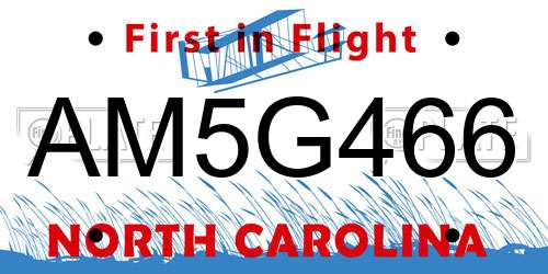 AM5G466 North Carolina License Plate