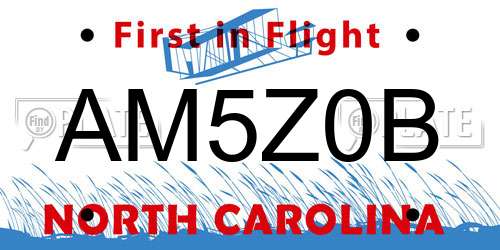 AM5Z0B North Carolina License Plate