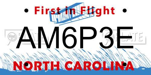 AM6P3E North Carolina License Plate