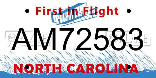 AM72583 North Carolina License Plate