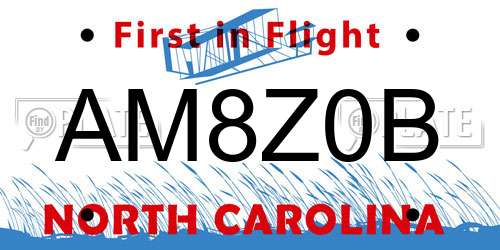 AM8Z0B North Carolina License Plate