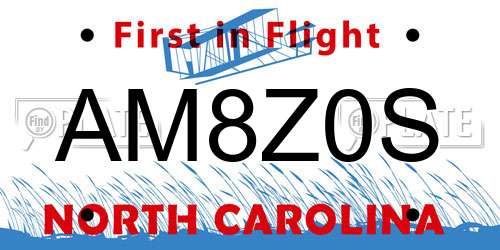 AM8Z0S North Carolina License Plate