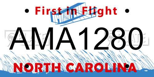 AMA1280 North Carolina License Plate