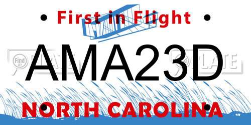 AMA23D North Carolina License Plate