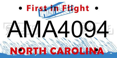 AMA4094 North Carolina License Plate