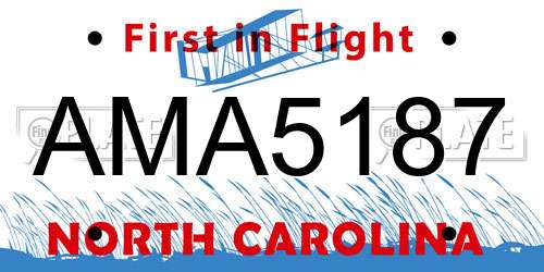 AMA5187 North Carolina License Plate