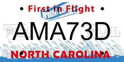 AMA73D North Carolina License Plate