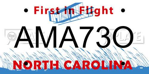AMA73O North Carolina License Plate