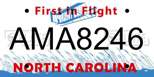 AMA8246 North Carolina License Plate