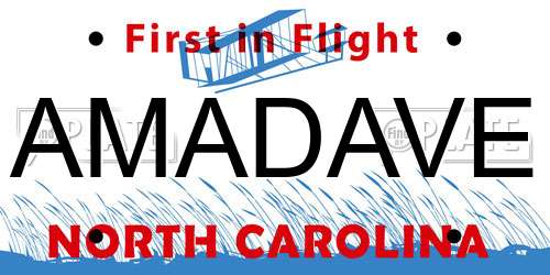 AMADAVE North Carolina License Plate