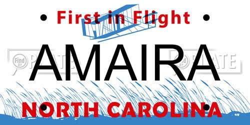 AMAIRA North Carolina License Plate