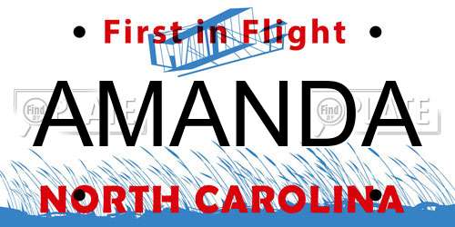 AMANDA North Carolina License Plate