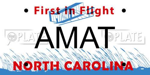 AMAT North Carolina License Plate