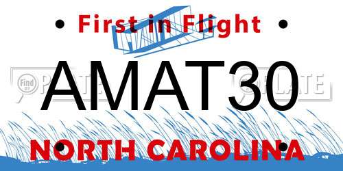 AMAT30 North Carolina License Plate
