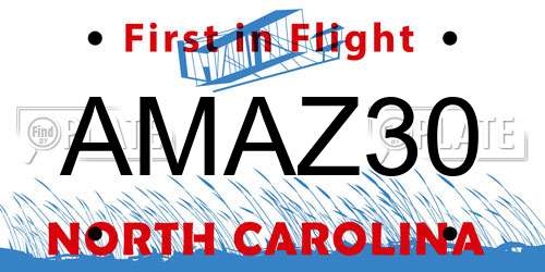 AMAZ30 North Carolina License Plate