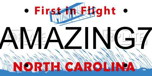 AMAZING7 North Carolina License Plate