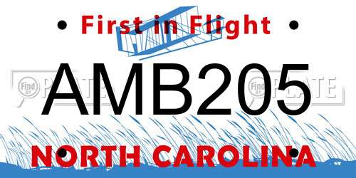 AMB205 North Carolina License Plate