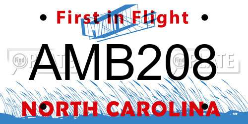 AMB208 North Carolina License Plate