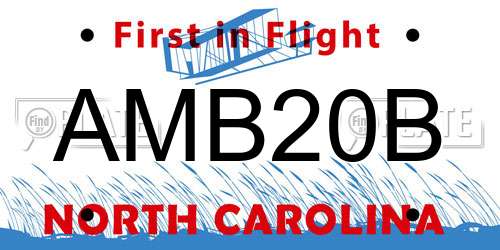 AMB20B North Carolina License Plate
