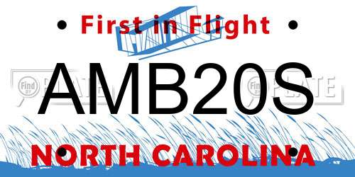 AMB20S North Carolina License Plate