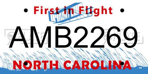 AMB2269 North Carolina License Plate