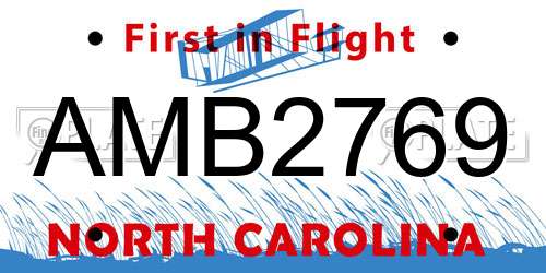 AMB2769 North Carolina License Plate