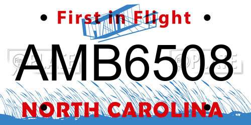 AMB6508 North Carolina License Plate