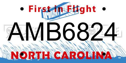 AMB6824 North Carolina License Plate