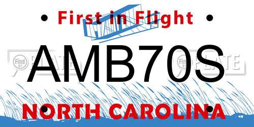 AMB70S North Carolina License Plate