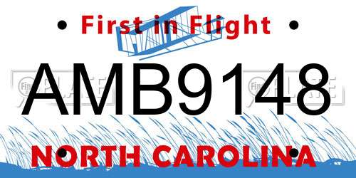AMB9148 North Carolina License Plate