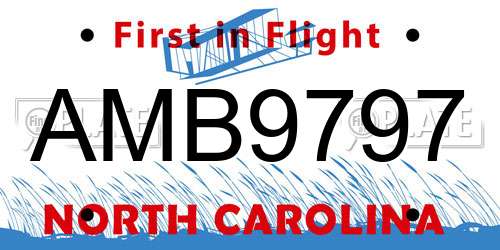 AMB9797 North Carolina License Plate