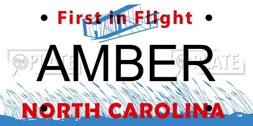 AMBER North Carolina License Plate