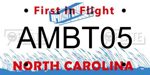 AMBT05 North Carolina License Plate