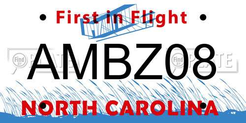 AMBZ08 North Carolina License Plate