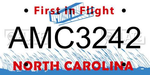 AMC3242 North Carolina License Plate