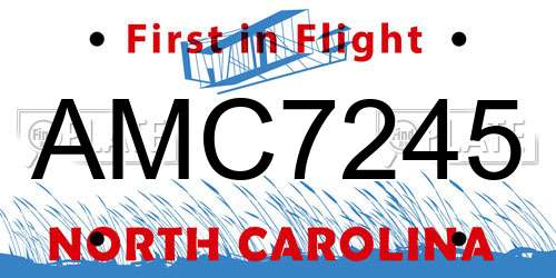 AMC7245 North Carolina License Plate
