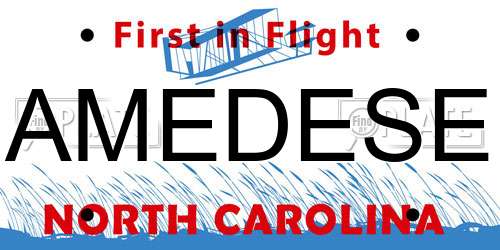 AMEDESE North Carolina License Plate