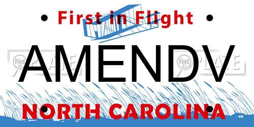 AMENDV North Carolina License Plate