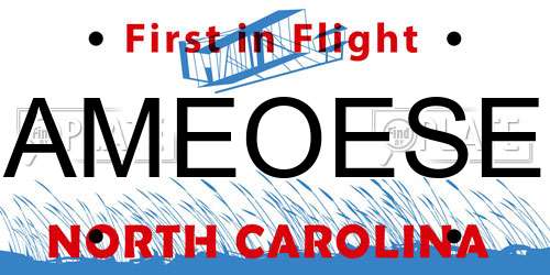 AMEOESE North Carolina License Plate
