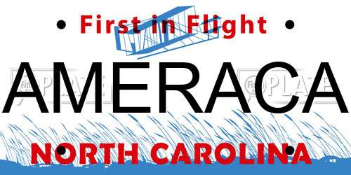 AMERACA North Carolina License Plate